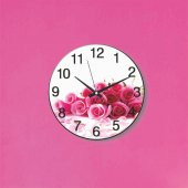 Pembe Gül Demeti Bombe Camlı Okul İşyeri Ev Ofis Duvar Saati - 3