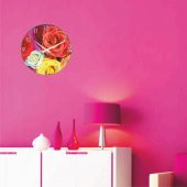 Renkli Güller Ev Ofis İşyeri Mutfak Okul Duvar Saati - 3