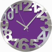Mor Alüminyum Kalın Kadran Büyük Şık Okunaklı Duvar Saati - 1