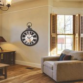 Metal Siyah Flowers Köstek Karşılama Otel Odası Duvar Saati thumbnail 2