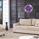 Mor Alüminyum Kalın Kadran Büyük Şık Okunaklı Duvar Saati - 2