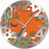 Kelebek Desenli Alüminyum Kalın Kadran Duvar Saati - 1