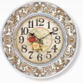 Güller İşlemeli Çerçeve Oturma Odası Salon Şık Duvar Saati thumbnail 1