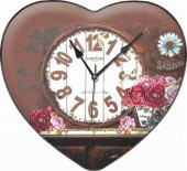 Retro Vintage Oturma Odası Salon Mutfak Ofis Kalp Duvar Saati thumbnail 1