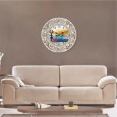 Manzaralı İşlemeli Çerçeve Okul Ofis İşyeri Duvar Saati - 2