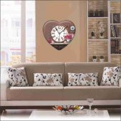 Retro Vintage Oturma Odası Salon Mutfak Ofis Kalp Duvar Saati thumbnail 2