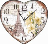 Eyfel Kulesi Desenli Hediyelik Kalp Duvar Saati thumbnail 1