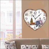 İstanbul Kız Kulesi Desenli Salon Oturma Odası Kalp Duvar Saati - 3