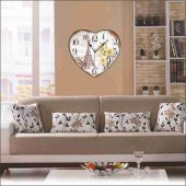 Eyfel Kulesi Desenli Hediyelik Kalp Duvar Saati thumbnail 2