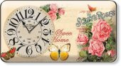 Pembe Güller Bombe Camlı Salon Mutfak Oturma Odası Duvar Saati thumbnail 1
