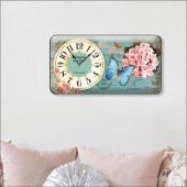 Kelebek ve Güller Bombe Camlı Salon İşyeri Ofis Duvar Saati thumbnail 3