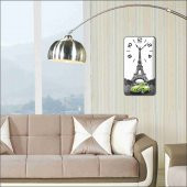 Paris Eyfel Kulesi Manzaralı Yeşil Vosvoslu Dikey Duvar Saati - 2