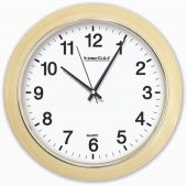 30 cm Krem Beyaz Ahşap Görünümlü Bombe Camlı Duvar Saati thumbnail 1