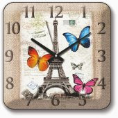 Eyfel Kulesi Ve Kelebekler Duvar Saati thumbnail 1