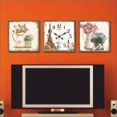 Eyfel Lavanta Laleler Çiçekler Desenli Kanvas Tablo Duvar Saati thumbnail 3