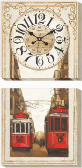 İstanbul Taksim Tramvay Tramway Tranvay Kanvas Tablo Duvar Saati thumbnail 1