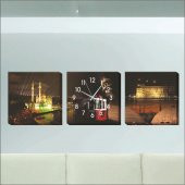 İstanbul ve Gece Kanvas Tablo Duvar Saati - 3