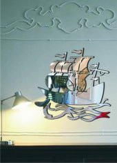 M3 Decorium Yelkenli Marin Denizci Dekoratif Akrilik Ayna Saat - 1