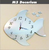 M3 Decorium Balıklar Dekoratif Ayna Saat - 1