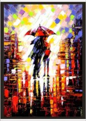 70 cm X 100 cm Şemsiyeli Çift Pastel Poster Tablo - 1