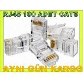 Rj45 Uç Soket Konnektör Rj 45 Cat5 İnternet 100 Adet - 1