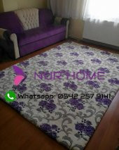 Nur Home Mor Gül Bahçesi Lastikli Halı Örtüsü Welsoft - 1