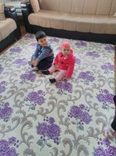 Nur Home Mor Gül Bahçesi Lastikli Halı Örtüsü Welsoft - 2