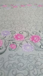 Nur Home Pembe Lila Şerit Güllü Lastikli Halı Örtüsü - 3