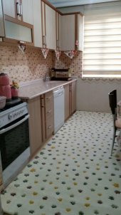 Nur Home Yeşil Kahve Yapraklı Model Lastikli Halı Örtüsü - 6