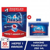 Finish Hepsi Bir Arada 55 Tablet Bulaşık Makinesi Deterjanı + Makine Temizleyici 250 ml - 1