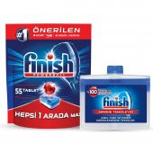 Finish Hepsi Bir Arada 55 Tablet Bulaşık Makinesi Deterjanı + Makine Temizleyici 250 ml - 2