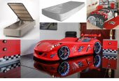 Arabalı Yataklar Baza + Full Led + Ortopedik Yatak + Nevresim - 1