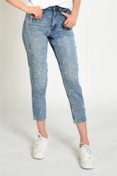 İnci Detaylı Mom Kot Pantolon - 1