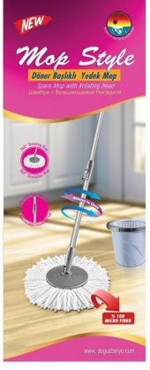 Döner Başlıklı Sap - Yedek Sap + Mop - 2 li Set - 2