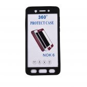 Nokia 6 360 Derece Slim Premium Deri Görünümlü Silikon Kılıf Kırmızı - 2