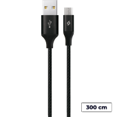 ttec AlumiCable XXL Micro USB Şarj Kablosu 3mt. Siyah - 1