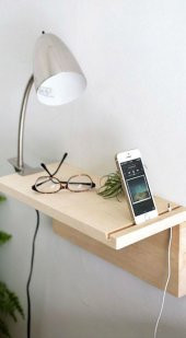 Ceebebek Ahşap Yatak Başı Sehpa Yan Kitap Raf Komodin Yatak Yanı Telefonluk Ücretsiz Kargo - 2