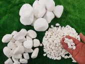 Beyaz Dolomit Taşı 2 kg 2,5-4 cm Beyaz Dolamit Taşı Dekoratif Taş Dere Taşı Çakıl Taşı Dekor Taşı Bahçe Taşı Süs Taş Dekorasyon Taşı - 2