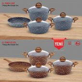 FMS G-5009 7 Parça Bio Granit Tencere Takımı Set Kahverengi Gri - 1