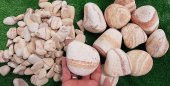 Sarı Çizgili Dolomit Taşı 1 Kg 6-10cm Dere Taşı Dekor Taşı Dolamit Taş Renkli Taş Bahçe Taşı Dekorasyon Taşı Dekoratif Taş Çakıl Taşı - 1