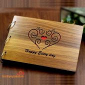 Kişiye Özel Kalp Desenli Ahşap Kendin Yap Albüm Defter - 1