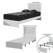 Huga Tek Kişilik 90 X 200 Karyola Komodin Takım, Ceviz - 5