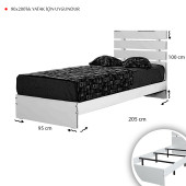 Huga Tek Kişilik 90 X 200 Karyola Komodin Takım, Ceviz - 6