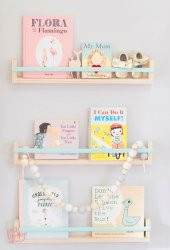 Ceebebek Ahşap Duvar Raf Bebek Çocuk Odası Mavi Çubuklu Montessori Kitaplık 3MCUB40 Ücretsiz Kargo - 3