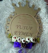 DEKORATİF AYNALI PLEKSİ ÇOCUK ODASI KAPISÜSÜ ( LAZER KESİM & KAZIMA ) TAÇ MODEL - 1