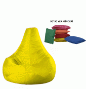 50*50 YER MİNDERİ HEDİYELİ DAMLA ARMUT KOLTUK SARI - 1