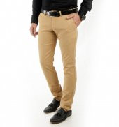 DeepSEA Hardal Sarısı Kendinden Desenli Spor Kesim Slimfit Erkek Keten Pantolon 1702560 - 3