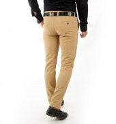 DeepSEA Hardal Sarısı Kendinden Desenli Spor Kesim Slimfit Erkek Keten Pantolon 1702560 - 5