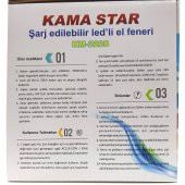 Kama Star 8W Büyük Boy Şarjlı Led El Feneri Kademeli 25 Saat 2228 - 7