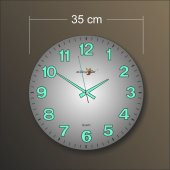 Kalın Rakkam 35 cm Ebat Çapında Bombe Cam Fosforlu Duvar Saati thumbnail 1